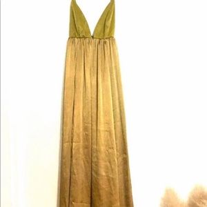 Silky olive green maxi Dress. Stunning